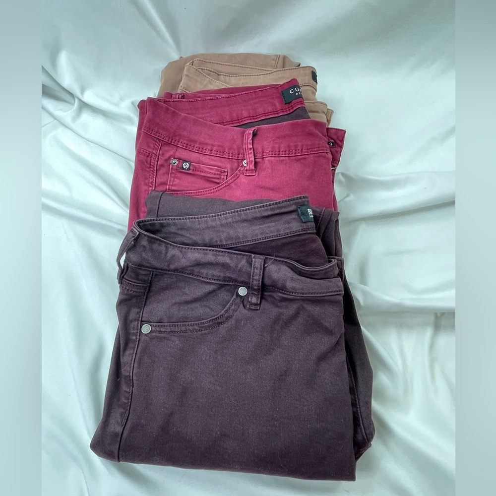 Buffalo David Bitton & Curve Women's Skinny Pants, Maroon, Plum and Tan, 3 pair